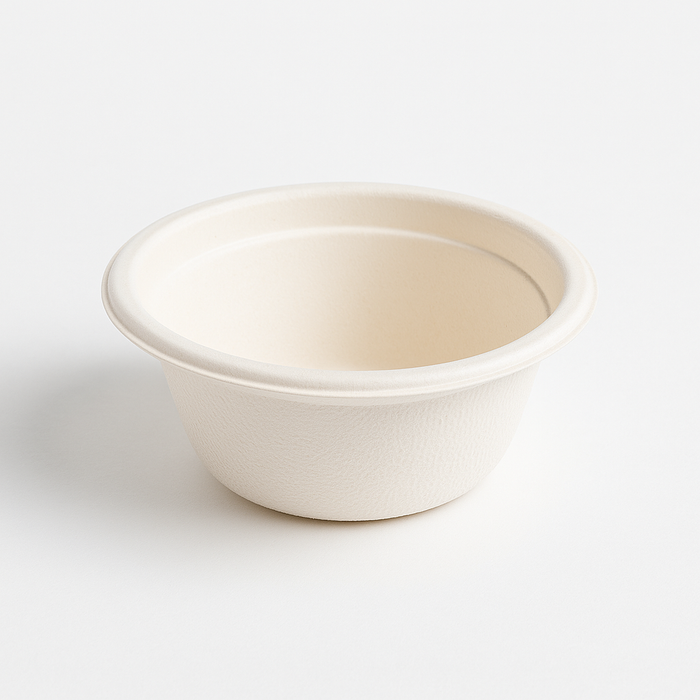 Contenitore in polpa di canna da 60 ml per salse, ecologico