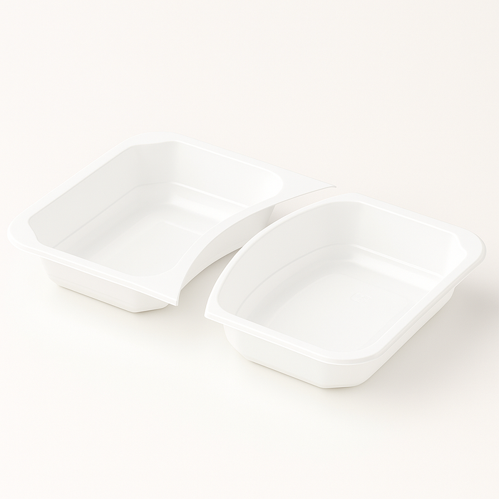 Vassoio a 2 scomparti forato – Bianco, 227x178x30 mm