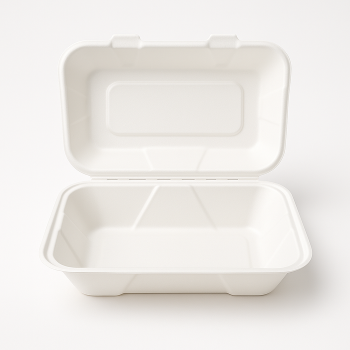 Portamenu biodegradabile in canna da zucchero, misura media 23x15x6 cm – ecologico e compostabile