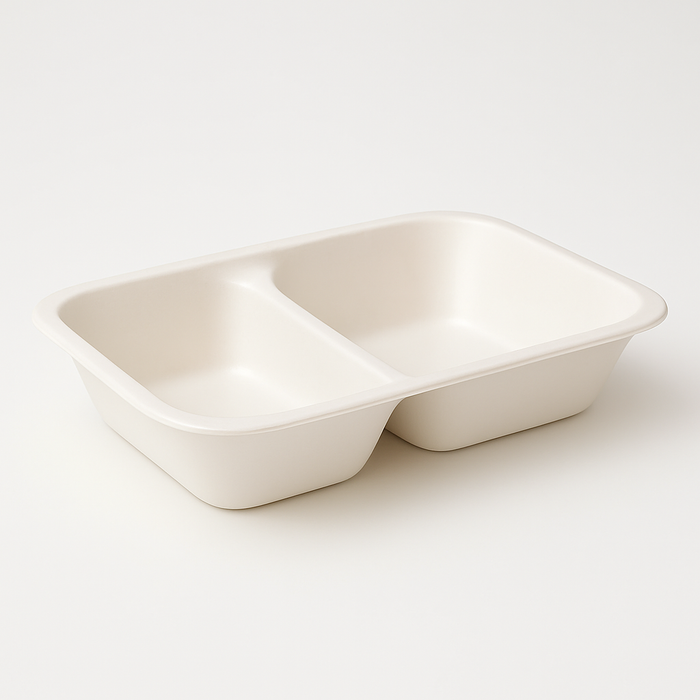 Contenitore per alimenti in plastica richiudibile, bianco, 2 divisori, 227x178x50 mm