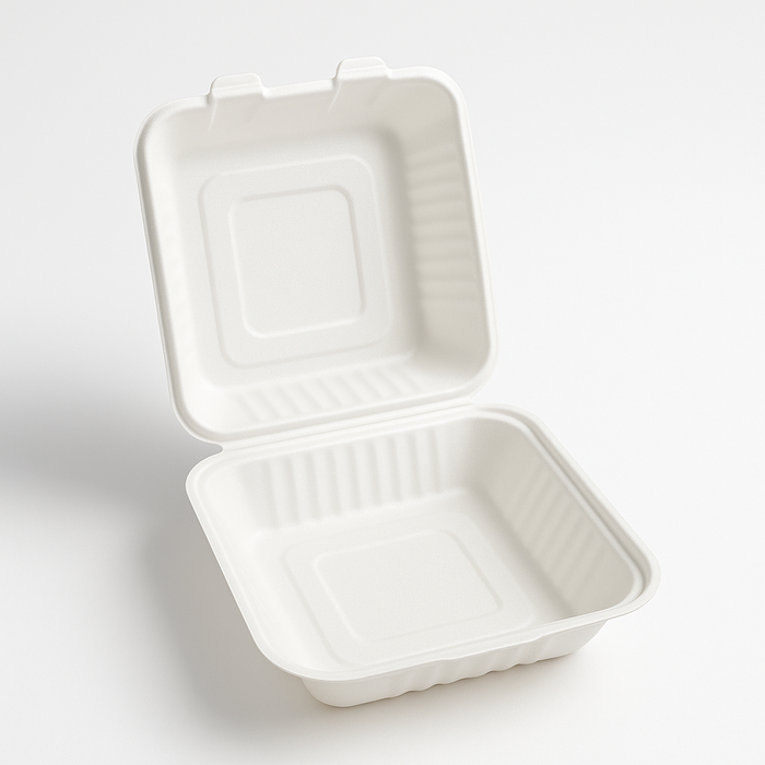 Single-compartment sugarcane menuboxes 23x23x7.5 cm