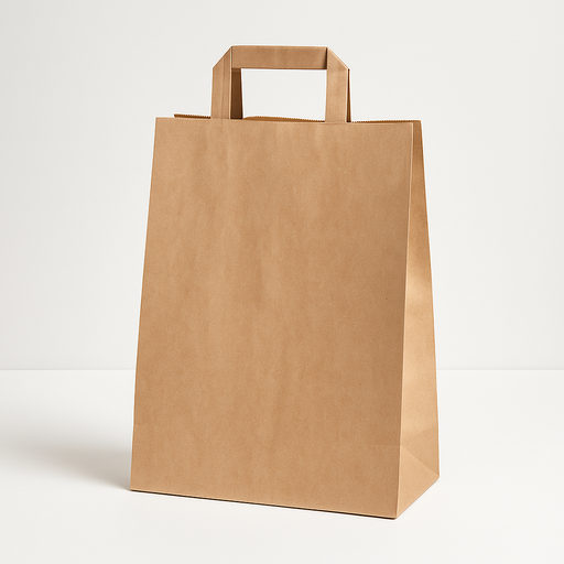 Sacchetti marroni kraft con manici piatti 250x110x320 mm ecologici