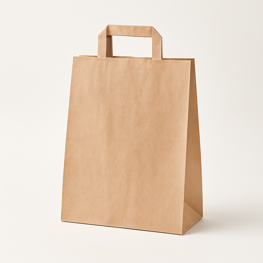 Sacchetti marroni con manici piatti 180x85x230 mm per piccoli ordini