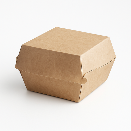 Scatola per hamburger in kraft 150x150x80 mm, robusta e compostabile