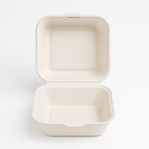 Scatola per hamburger in polpa di canna 154x154x80 mm, biodegradabile