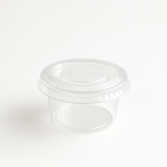 Contenitore per salsa 50 ml, trasparente, diametro 65 mm